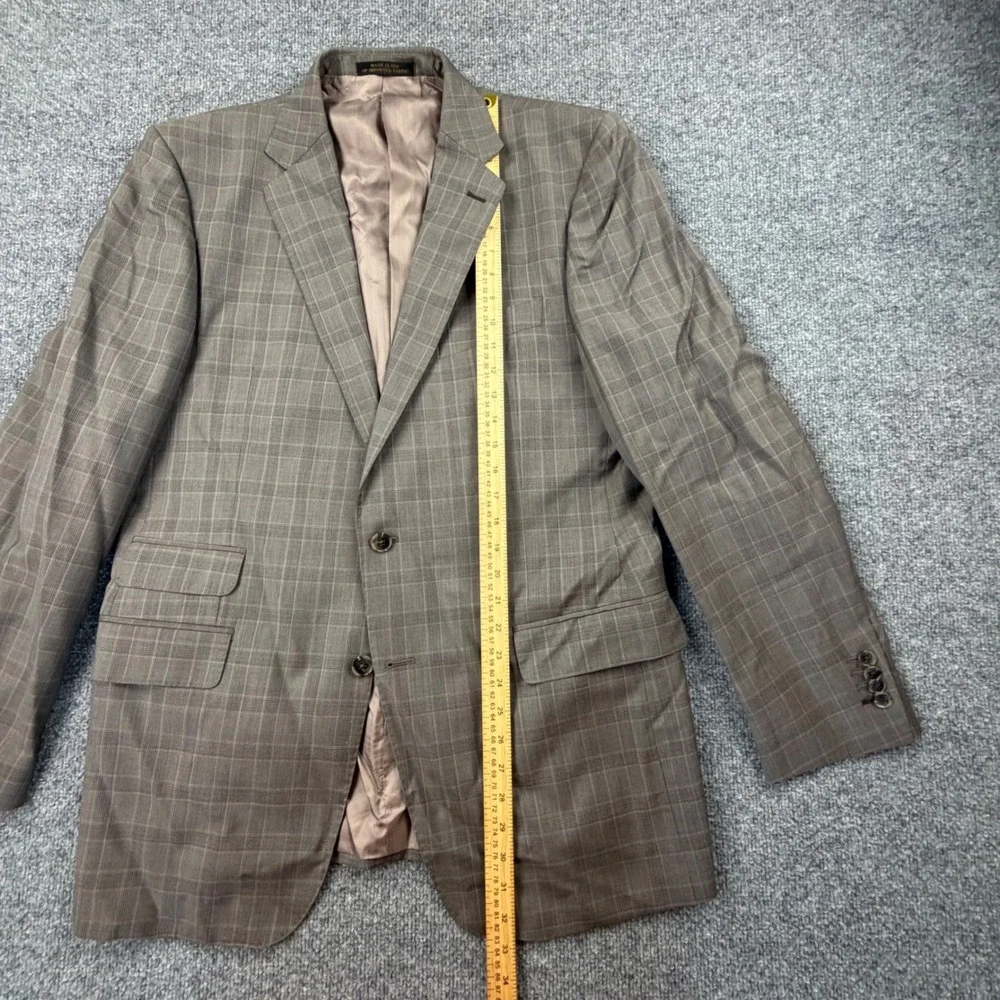 Jos A Bank‎ Reserve Ermenegildo Zegna Wool Suit 42L 36L Brown Plaid Mens